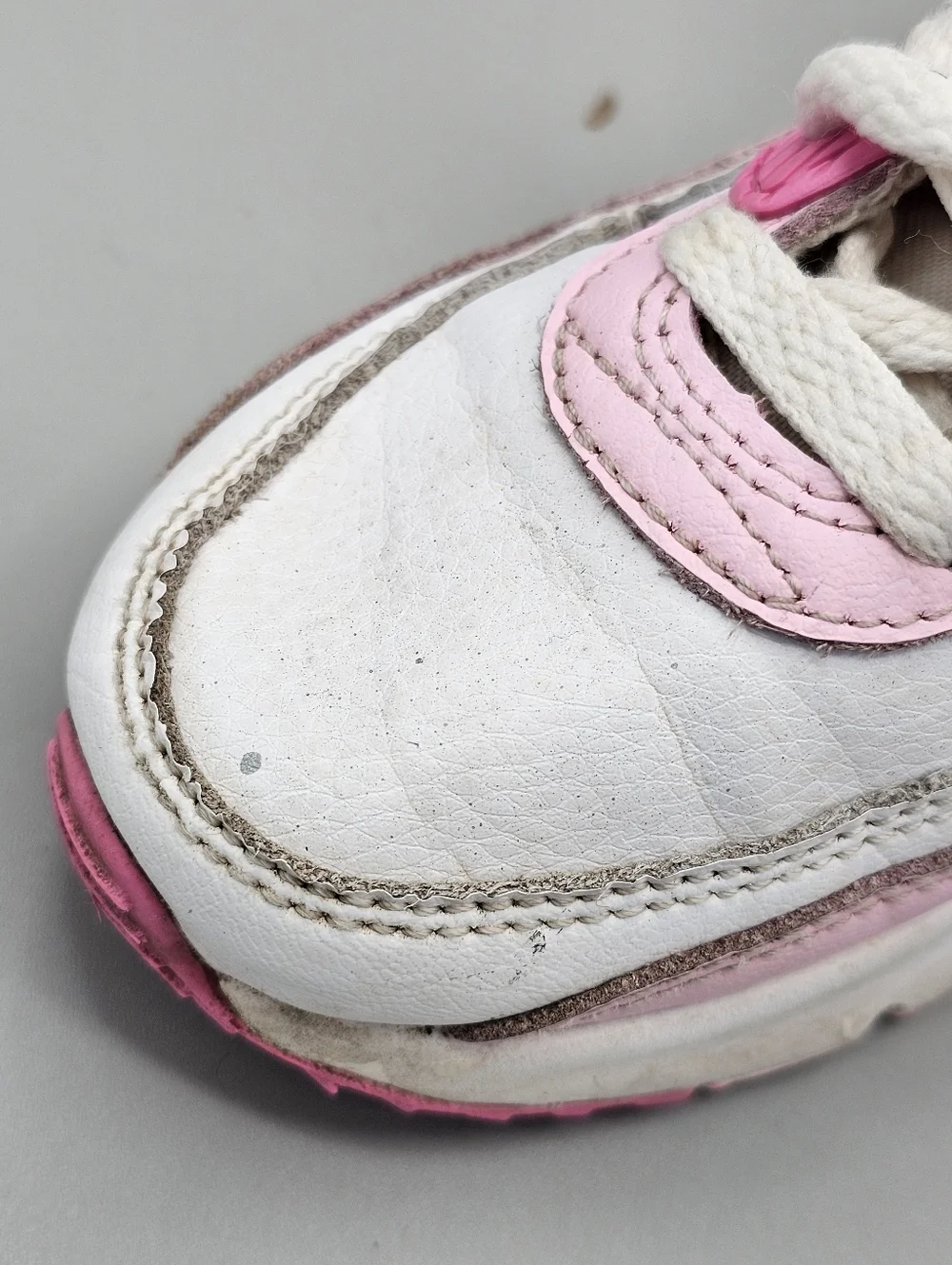 Nike Air Max 90 Girls 12c Shoes Hot Pink Baby White‎ Leather Sneakers Kids Youth